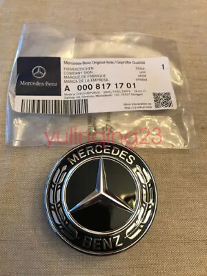NEW FOR Mercedes Benz Hood Black Flat Laurel Wreath Badge Emblem A0008171701 • $18.99