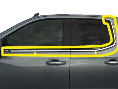$144.99 • Buy Flat Stainless Window Sill Trim Set 6Pc 2019-2023 Silverado 1500 Double Cab