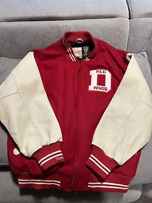 Mitchell Ness Detroit Red Wings Wool Leather Jacket Size 60 4XL Throwback • $450