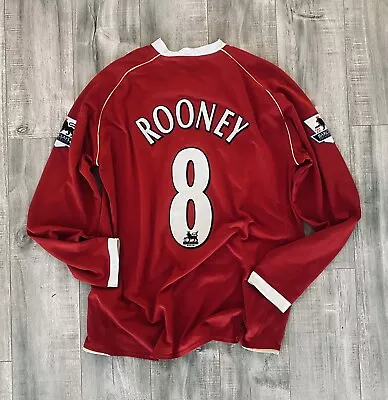 Nike XL 2006 2007 L/S Wayne Rooney Manchester United Lextra Home Jersey Shirt • $245