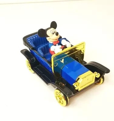 Vintage Disney Mickey Mouse Pull Back Blue Toy Car 12cm • £8.99