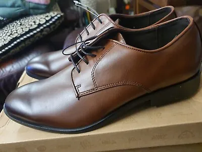 H&M BROWN LACE UP MEN'S LEATHER SHOES SIZE EU 42 New Without Box • £24.99