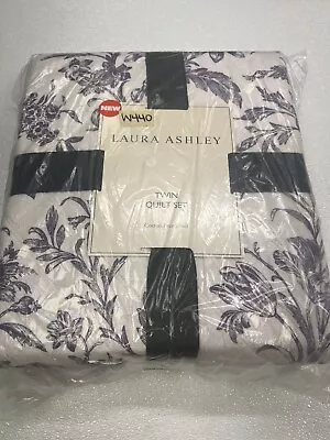 Laura Ashley Delila 100% Cotton Reversible Twin Quilt 2pc Set New • $45.99