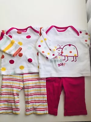 M&S Baby Girl Ladybird 4 Piece Outfit - Jersey Top/jersey Trousers Age 3 Months • £3