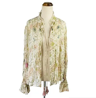 Zara Floral Tasselled Jacket Multi Small Women’s Romantic • $15