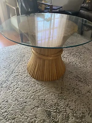 Vintage Mcguire Style Mid-Century Modern Bamboo Wheat Sheaf Side Table • $285