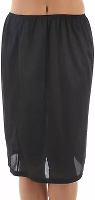 Half Slip Petticoat Underskirt Silky Satin Feel Black 24  Length Size 12 To 26 • £5.89