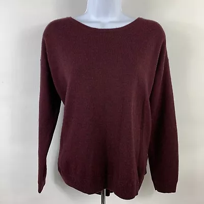 H&M Sweater Women's Small Long Sleeve Round Neck Maroon Wool Blend Zipped Back • $7.49