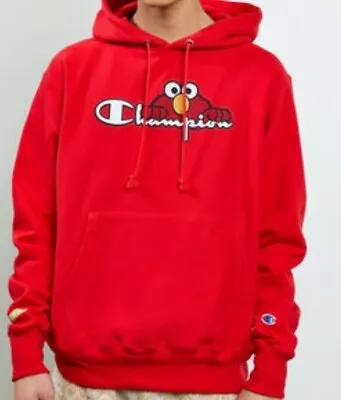 Champion Reverse Weave X Sesame Street Elmo Red Graphic Hoodie Size M • $40