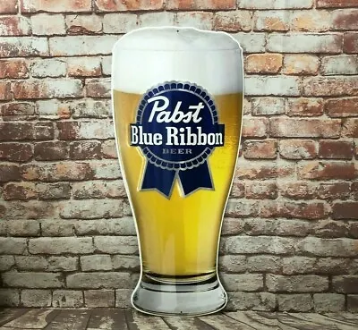 Pabst Blue Ribbon In Pilsner Glass Embossed Large Metal Sign  • $29.99