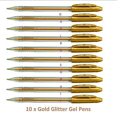 10 X Linc Shine Sparkled GLITTER Gel Pens 0.7 Mm FINE Tip 10 Colours All Colour • £2.99