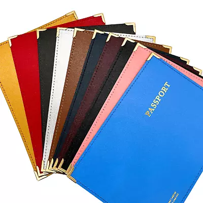 UK Made Colourful REAL LEATHER UK & European Passport Cover Holder Sleeve • £6.99