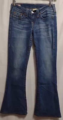 True Religion CARRIE Womens Med Wash Flared Jeans Denim Stretch Size 28 USA Made • $14