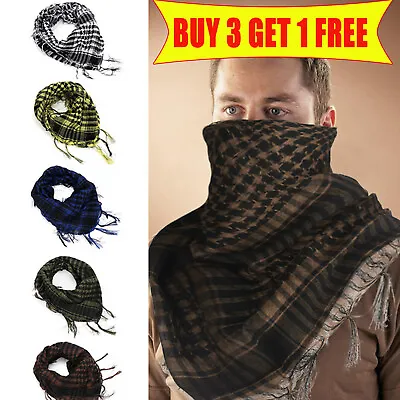 Shemagh Tactical Desert Scarf Wrap Keffiyeh Head Neck Arab Scarf Tassel Scarves • £3.87