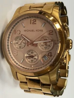 Michael Kors MK5128 Runway Ladies Rose Gold Used Chronograph Wrist Watch • £39.99