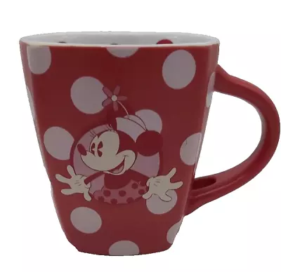 Disney Parks Minnie Mouse 12oz Coffee Mug Red White Pink Polka Dot Cup • $14.95