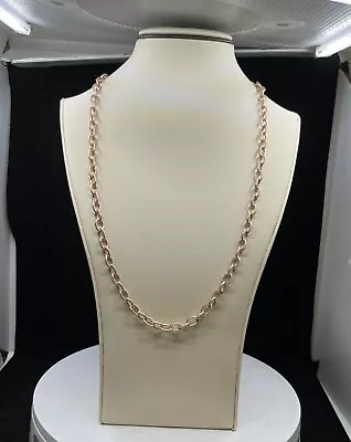 Sterling Silver Judith Ripka Rose Gold Pink Vermeil 36” Long Cube Link Necklace • $150