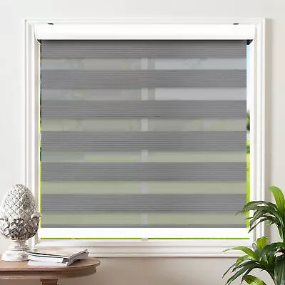 Cordless Gray Roller Shades Free-Stop Dual Layer Window Blinds - 26 X72  • $42.99