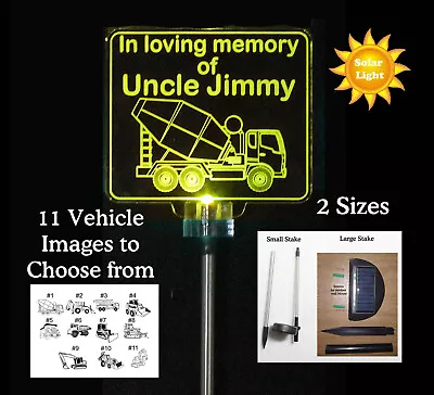 Personalized Cement Mixer Solar Lights Grave Marker Sympathy Gift Cemetary • $41