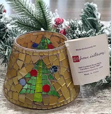 HOME INTERIORS Mosaic Glass Christmas Tree Candle Shade • $8.49