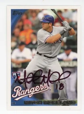 Signed Baseball Card Auto Topps 2010 Mitch Moreland Texas Rangers Rc #us202 • $5.98
