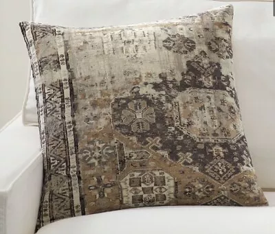 NWT Pottery Barn ZAYDEN Velvet Printed Gray Persian Pillow Cover 22” Square NEW • $35