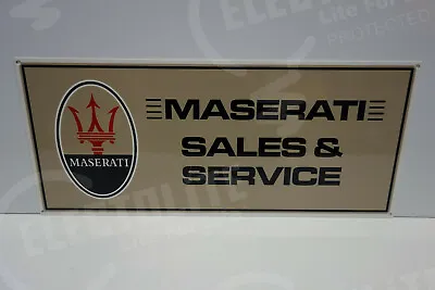Maserati Sales & Service Dealership Sign. 9 1/2  X 22  Very Clean Nos Piece!  • $280