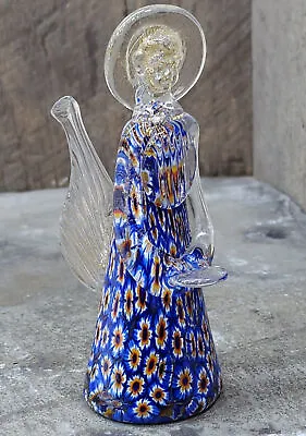 Handblown Venetian Murano Art Glass Angel Paperweight Candle Holder Millefiori • $68.99