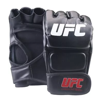 Half Finger Combat Gloves Sparring Fighting Training Boxing Black PU UFC Medium • $33