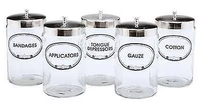 Graham Field GRAFCO Labeled Flint Glass Sundry Jars W/ Covers ALL TYPES 7 X4.25  • $15.95