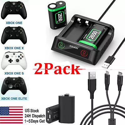 2*Rechargeable Battery+USB Charger Cable Pack For XBOX One/360/S/X Controller US • $11.99