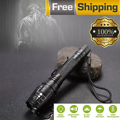 Tactical T6 LED Flashlight 50000Lm Aluminum Torch Zoomable 5 Modes • $11.99