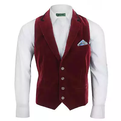 Mens Maroon Velvet Vintage 3 Piece Suit Tuxedo Blazer Coat Waistcoat Trouser • $56.02