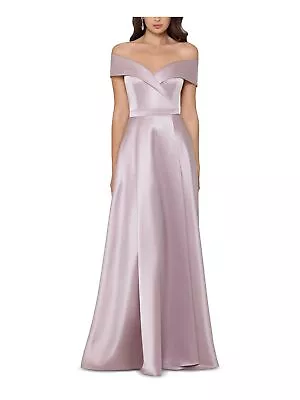 XSCAPE Womens Satin Gown Short Sleeve Full-Length Evening Fit + Flare Dress • $41.99