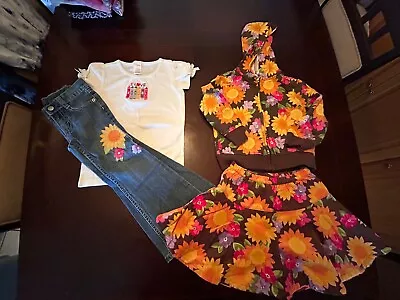 Gymboree Sunflower Smiles Outlet Teeskirt Jeans Pant Jacket  Set Outfit 4s4t • $95
