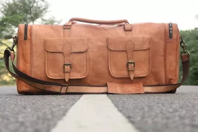 Weekender Travel Luggage Gym Leather Duffel Vintage Genuine Overnight Bag • $71.25