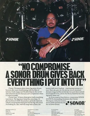 1989 Print Ad Of Sonor Signature Series Drum Kit W Chester Thompson • $9.99