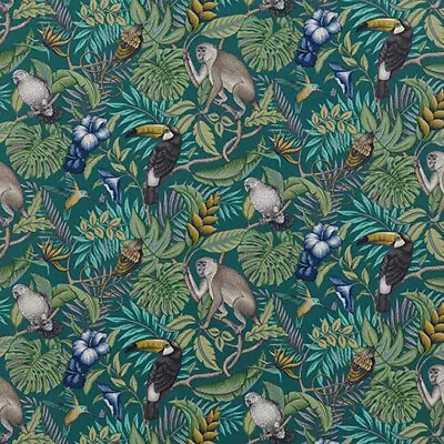 Rainforest Lagoon Monkey Jungle Cotton PVC WIPE CLEAN Tablecloth Oilcloth I-Liv • £10.99