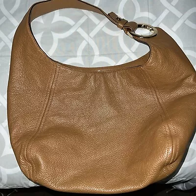 Michael Kors Fulton Tan Brown Pebbled Leather Hobo Shoulder Handbag • $40