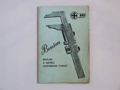 Vintage Benson Vernier Handbook With English & Metric Conversion Tables • £9.99