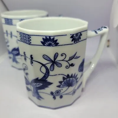 Vintage Blue Onion Pattern Vienna Woods SET OF 2 Fine China~ 10 Ounce ~ Mugs • $23.95