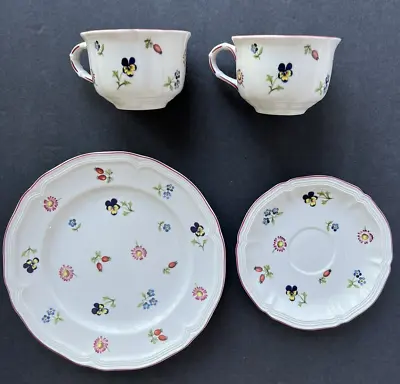 Villeroy & Boch Petite Fleur: 2 Teacups  1 Salad Plate 1 Saucer Mint Condition • $20