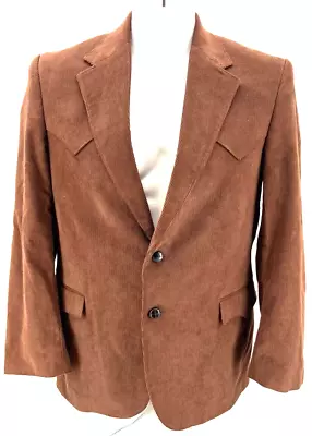 Circle S Brown Corduroy Elbow Patch Western 2 Button LS Blazer Jacket Men's XL • $49.99