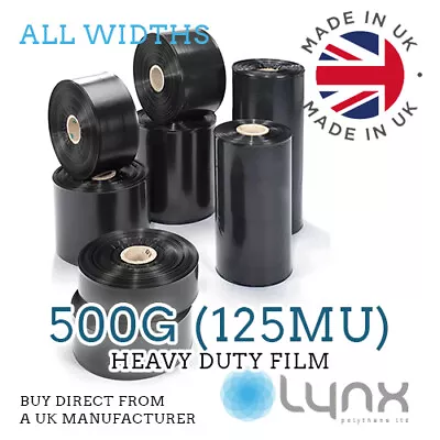 BLACK Heavy Duty 500g Polythene Layflat Tubing - Full Range Of Widths • £13.20