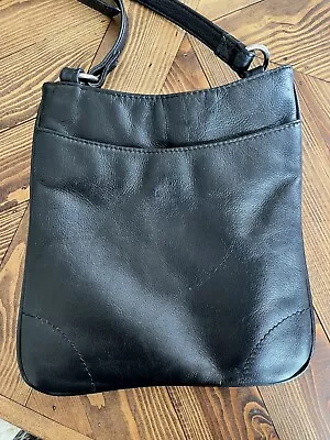 Marks And Spencer Black Leather Crossover Bag • £10