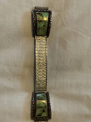 Vintage Southwest Navajo Style Metal And Turquoise Watch Band-18mm • $65