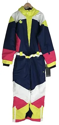 Tipsy Elves Ski Suit Mens Size XL Snow Suit Retro Neon Knockout Blue • $109.99