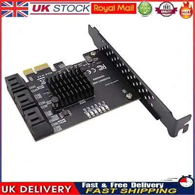 SATA III PCIe Card 6 Port 6Gbps SATA To PCI-e 1X Adapter Converter With Bracket • £21.84