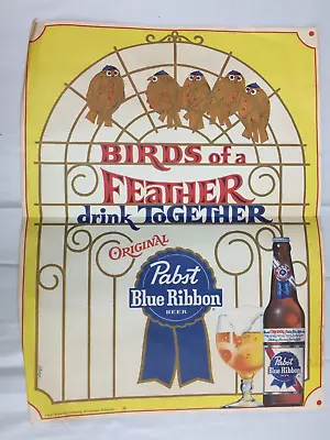 Vintage Pabst Blue Ribbon  Birds Of A Feather  Beer Ad Poster 1970 13  X 17  • $17.99