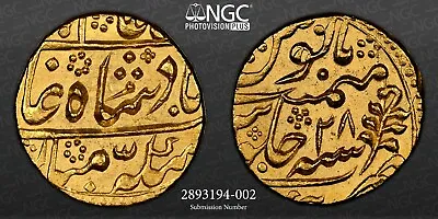 Princely State Of India Jaipur Shah Alam II Gold Mohur NGC UNC Details Cleaned • $1800